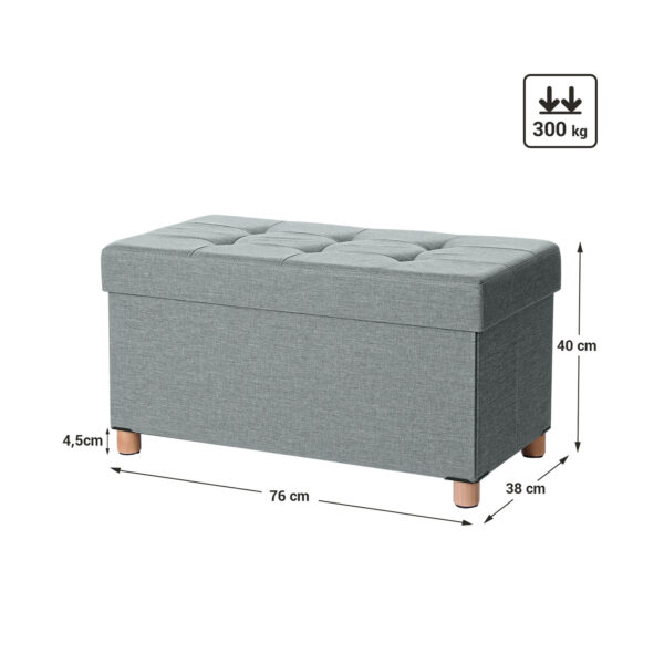 Tvirtas lengvas pufas ant  kojelių | 300 kg | 76 x 40 x 38 cm | Pilka