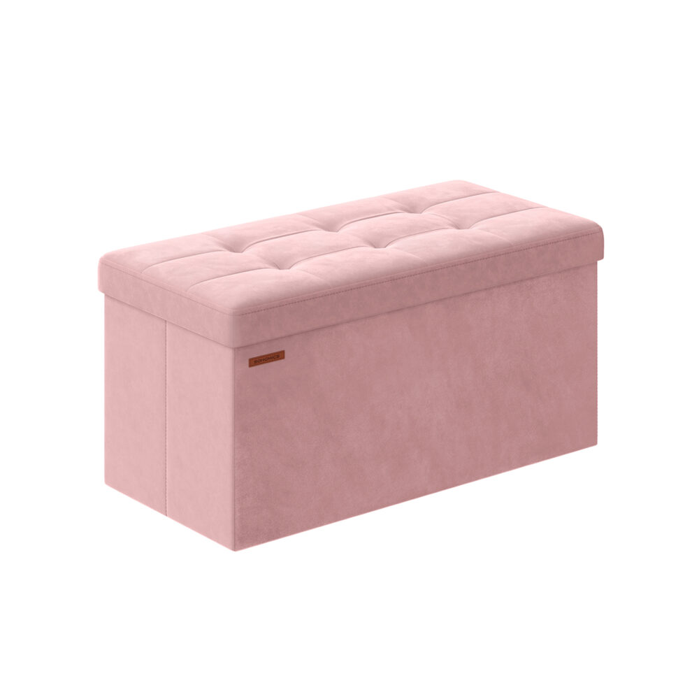 LSF247R01-1 Tvirtas lengvas pufas su daiktadėže | 76 x 38 x 38 cm | 300 kg | Rožinė