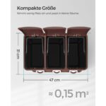 3 x 8 litrų šiukšlių dėžė su dangčiu ir vidine šiukšliadėže kreminė-baltai ruda