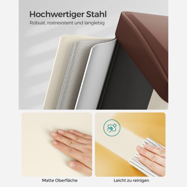 3 x 8 litrų šiukšlių dėžė su dangčiu ir vidine šiukšliadėže kreminė-baltai ruda