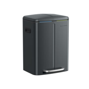 Virtuvės šiukšlių dėžė 2 x 20 l su švelniai uždaromu dangčiu, žalios-pilkos spalvos