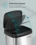 68 litrų metalinis virtuvės šiukšlių konteineris su dangčiu sidabrinės-juodos spalvos