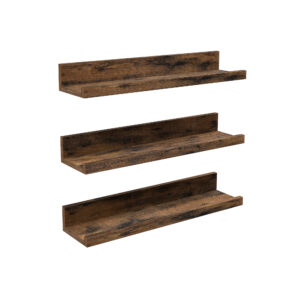 Rustic stiliaus lentynų 3 vnt. komplektas| 10 x 38 cm | Ruda