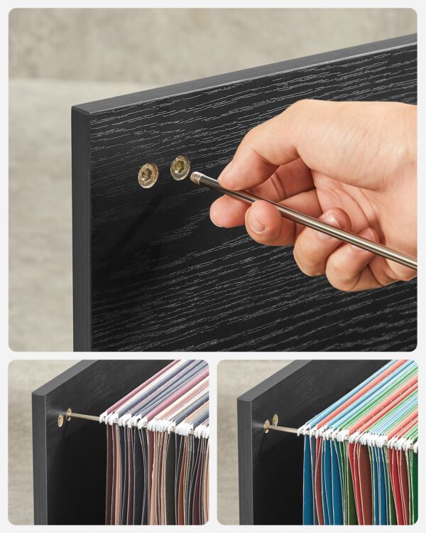 Mobili biuro spintelė su 3 stalčiais ir ratukais juodos spalvos