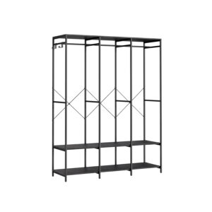 Atvira rūbų spinta | Skersiniais pakaboms | Kabliukai | Juoda