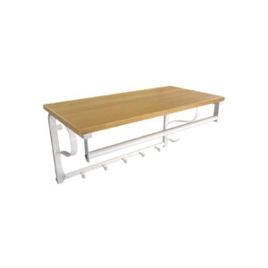 Sieninė drabužių kabykla su 5 kabliukais, smėlio spalvos