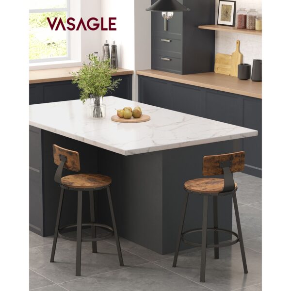 Industrinio stiliaus baro kėdės su atlošu 62,5 cm | 2 vnt. komplektas