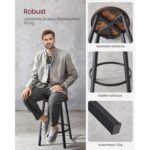 Industrinio stiliaus baro kėdės su atlošu 62,5 cm | 2 vnt. komplektas