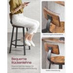 Industrinio stiliaus baro kėdės su atlošu 62,5 cm | 2 vnt. komplektas