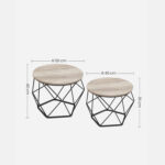 Komplektas 2 kavos staliukų | Šoniniai staliukai | Ø50/Ø40 cm | “Rustic” pilka