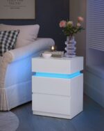 Keičiamų spalvų LED | Naktinė spintelė su apšvietimu | Balta