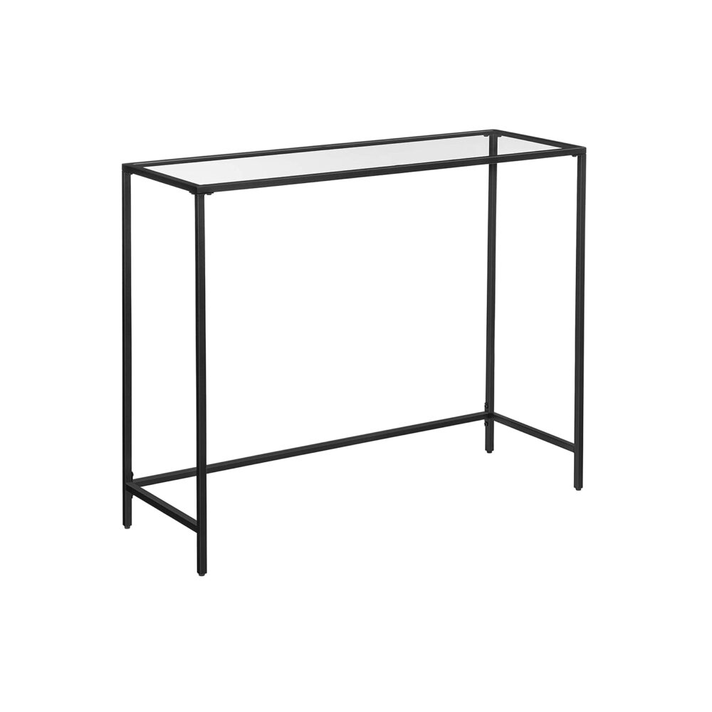 LGT026B01-1 Minimalistinis konsolinis staliukas | Grūdintas stiklas | Juodas rėmas | 35 x 100 cm