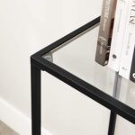 Minimalistinis konsolinis staliukas | Grūdintas stiklas | Juodas rėmas | 35 x 100 cm