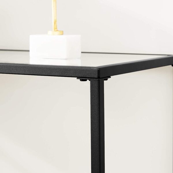 Minimalistinis konsolinis staliukas | Grūdintas stiklas | Juodas rėmas | 35 x 100 cm