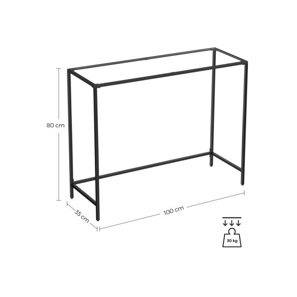 Minimalistinis konsolinis staliukas | Grūdintas stiklas | Juodas rėmas | 35 x 100 cm