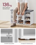 Batų spintelė | Suoliukas su 9 batų porų lentynėlėmis | Balta