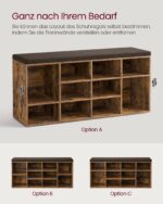 Industrinio stiliaus batų spintelė | 12 batų porų lentynėlės | Ruda