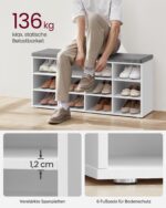 Industrinio stiliaus batų spintelė | 12 batų porų lentynėlės | Balta