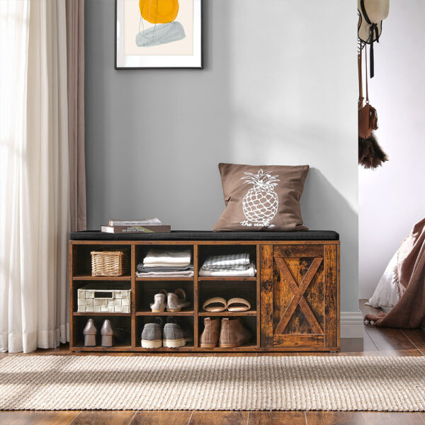 “Rustic” Batų spintelė |  9 atviri skyriai | 2 uždaros lentynos