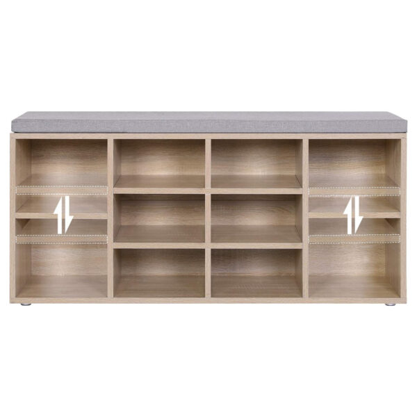 Batų suoliukas industrinio stiliaus | 10 porų batų lentyna | Rusva