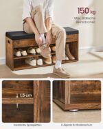 Batų suoliukas su paminkštinimu | Industrinis stilius | “Rustic” ruda