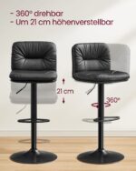 2 reguliuojamo aukščio baro kėdės  360°  | Juoda | Komplektas