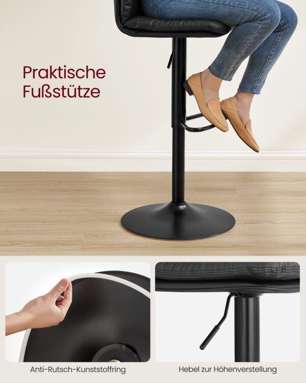 2 reguliuojamo aukščio baro kėdės  360°  | Juoda | Komplektas