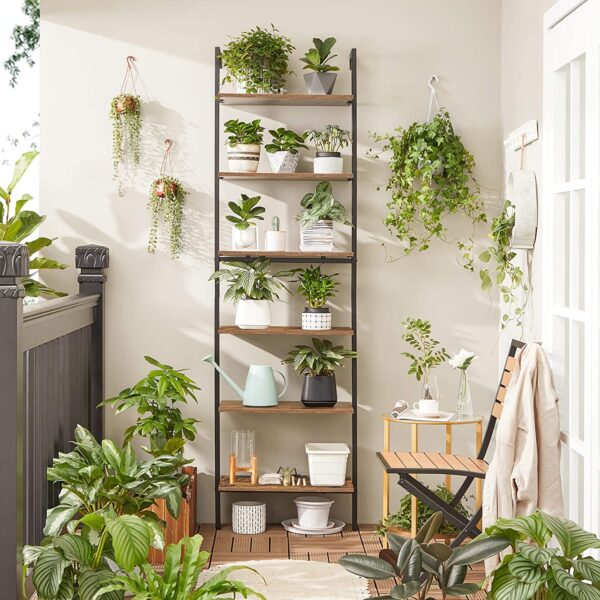 Pramoninio stiliaus Pastatoma lentyna su 6 lentynomis | “Rustic” ruda