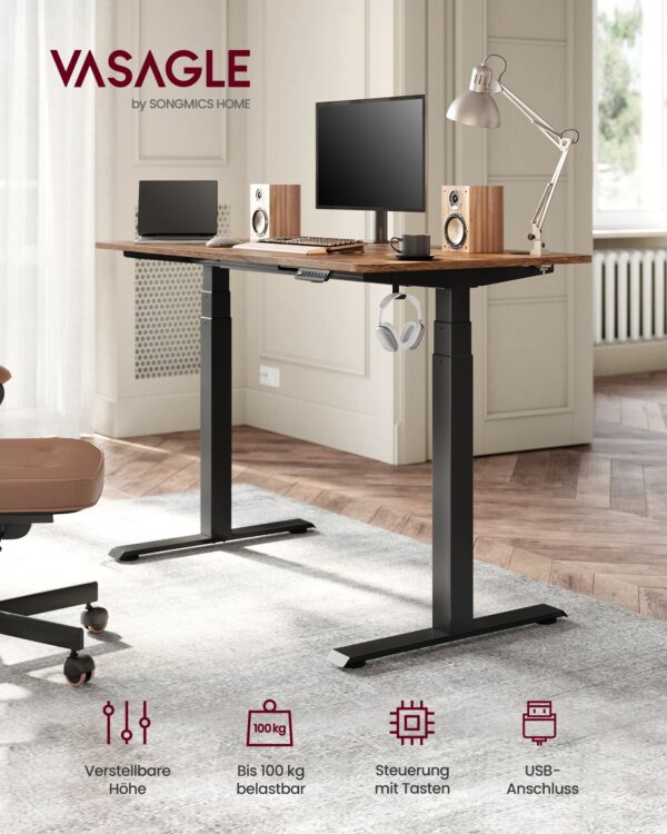 Elektrinio stalo rėmas | Dvigubas variklis | 120-200 x 60-80 cm | 120 kg | Juoda