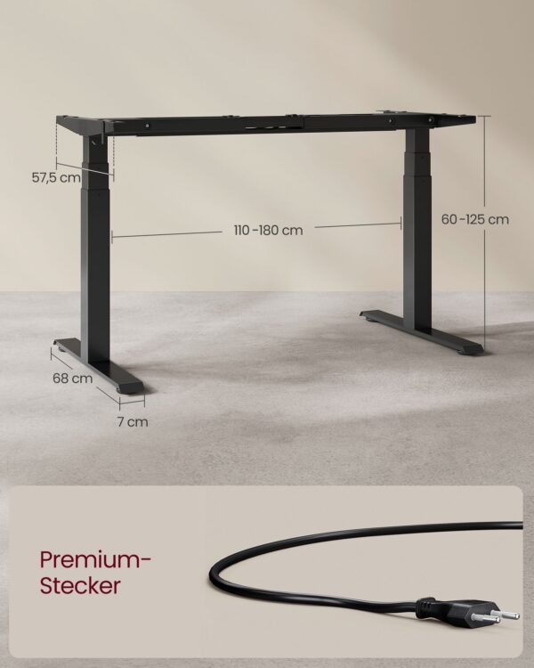 Elektrinio stalo rėmas | Dvigubas variklis | 120-200 x 60-80 cm | 120 kg | Juoda