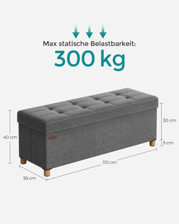 Lengvas tvirtas pufas su daiktadėže | Tamsiai pilka