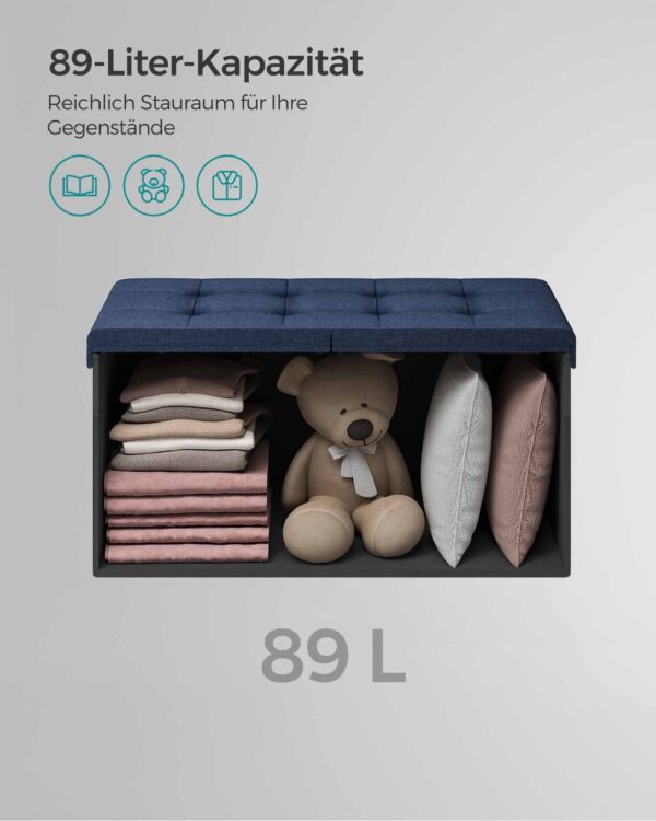 Minkštasuolis su daiktadėže 38 x 76 x 38 cm | Mėlyna