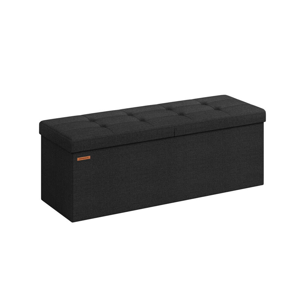 LSF076B01-1 Minkštasuolis su daiktadėže 38 x 110 x 38 cm | Juoda
