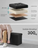 Minkštasuolis su daiktadėže 38 x 110 x 38 cm | Juoda