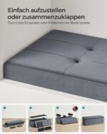 Tvirtas lengvas pufas su daiktadėže | 110 x 38 x 38 cm | 300 kg | Pilka