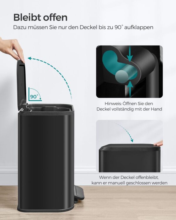 20 litrų talpos šiukšliadėžė su dangčiu, juoda