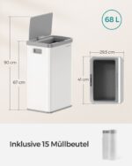 Plieninė šiukšliadėžė su judesio jutikliu “Cloud White