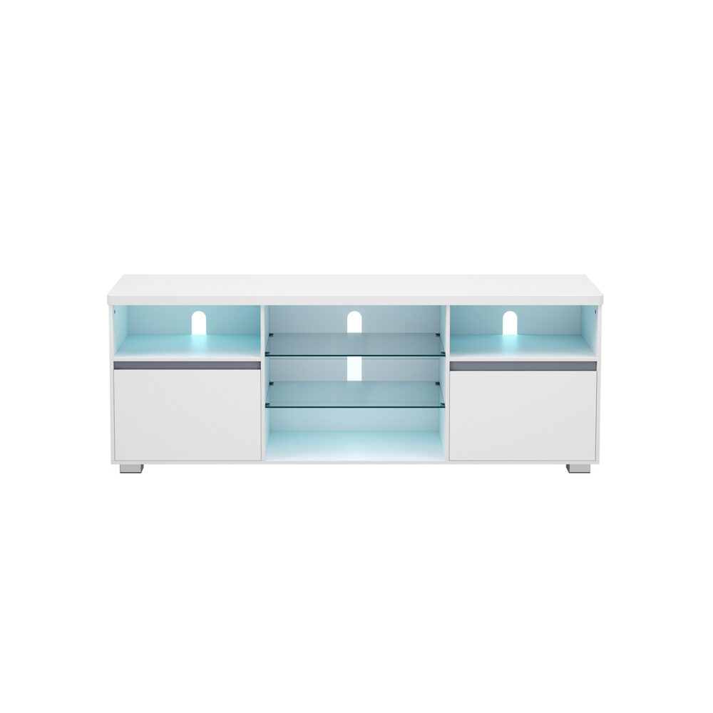 LTV331T10-1 Modernus TV staliukas | LED apšvietimas | Maks. 70″ | 40 x 160 cm | Balta