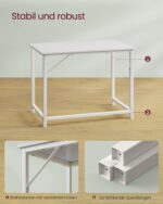 Pramoninio dizaino biuro stalas, baltas 100 x 50 x 75 cm