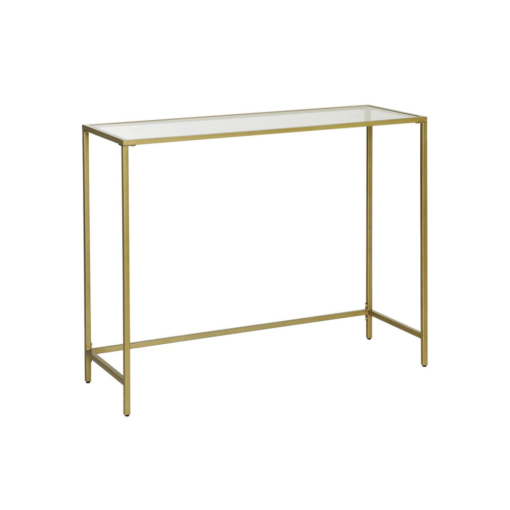 Moderner-Konsolentisch-LGT26G-1 Minimalistinis konsolinis staliukas | Grūdintas stiklas | Auksinis rėmas | 35 x 100 cm