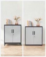 Biuro spinta su 2 plieninėmis durelėmis