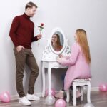 Klasikinio stiliaus kosmetinis staliukas su taburete | 4 stalčiukai