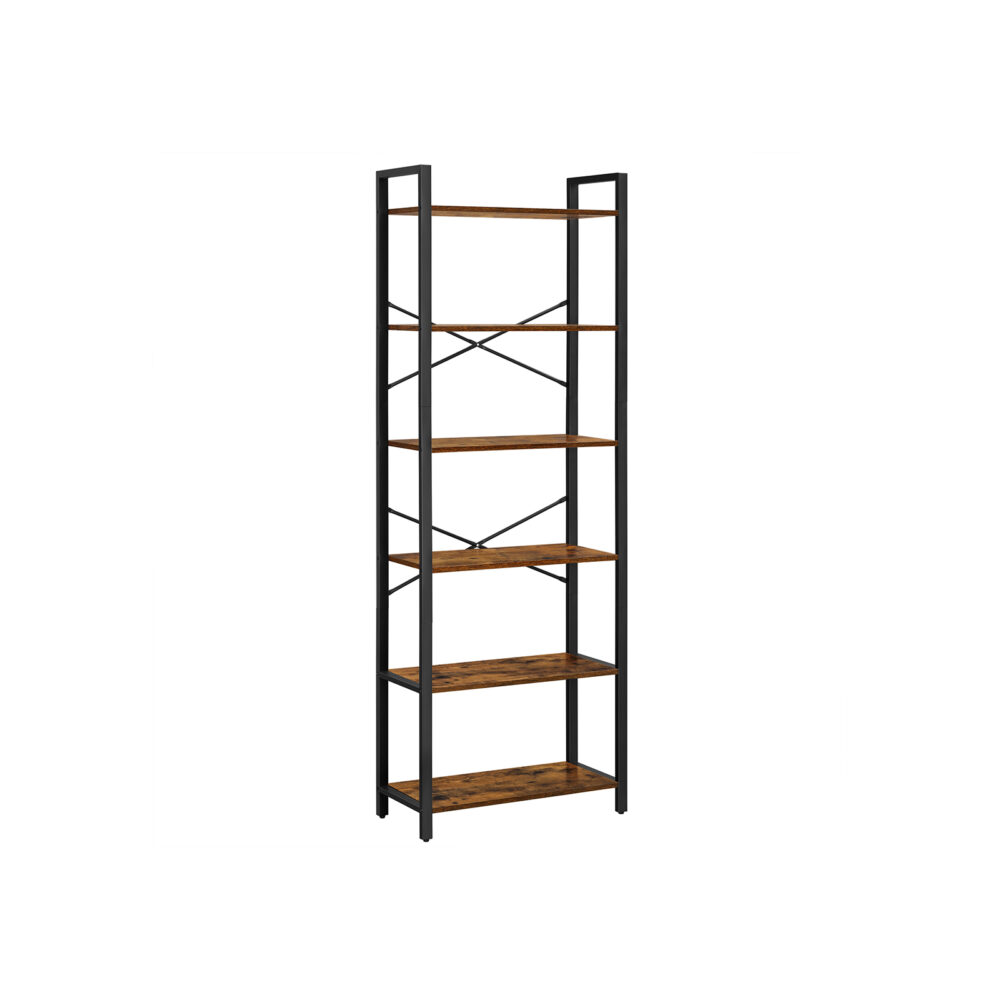 ULLS062B01-1 6 lygių pastatoma lentyna | 66 x 30 x 186 cm | Juoda