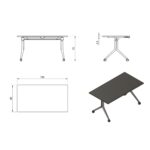 Sulankstomi konferenciniai biuro stalai | CARL – WHITE – FRAME AND TOP – 150X80 CM
