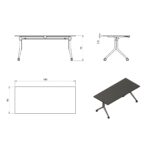 Sulankstomi konferenciniai biuro stalai | CARL – WHITE – FRAME AND TOP – 180X80 CM