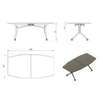 Sulankstomi konferenciniai biuro stalai | CARL TABLE – WHITE – FRAME AND TOP – 200X100 CM