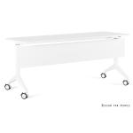 Sulankstomi konferenciniai biuro stalai | YUMI S – WHITE – FRAME, TOP AND MODESTY PANEL – 180X70 CM