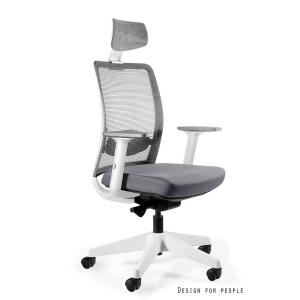 Profesionali Ergonominė Biuro kėdė | ANGGUN – WHITE, GREY MESH/FABRIC BL