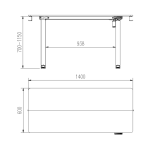 Elektrinis pakeliamas stalas biurui | METIS – FRAME AND TOP – 140X60 CM