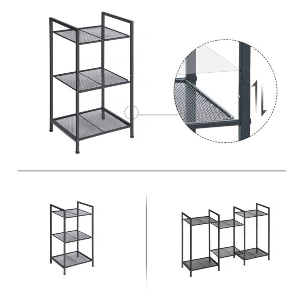 Pastatoma 3 lygių metalinė  lentyna | 3 lentynos